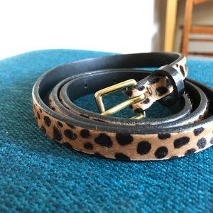 J. Crew leather skinny belt, Spotted Calf-hair, Size Medium